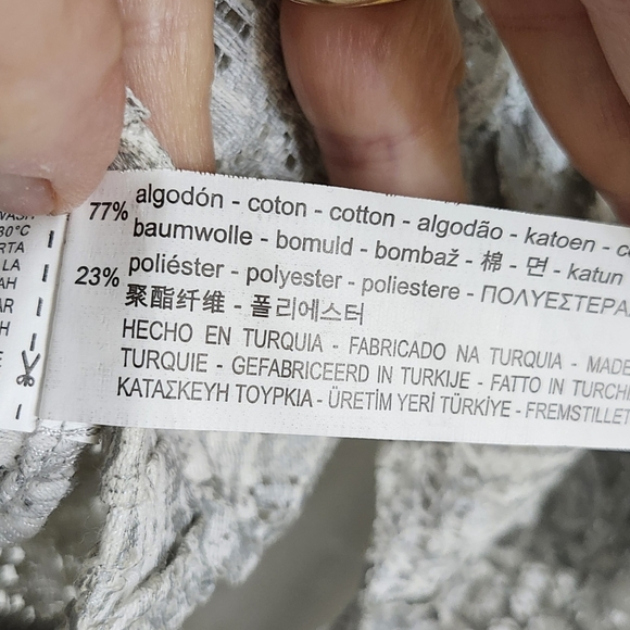 Bnwot,.Zara Sheer Textured Gray Long Sleeve Crop Top. - Picture 5 of 10